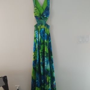 Green and blue dress